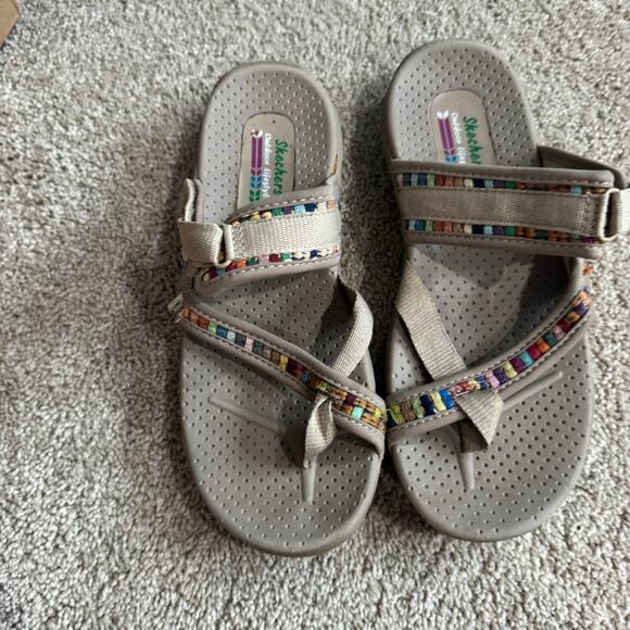 Skechers Reggae Mad Swag Strappy Slip On Sandals Women's Size 7.5 Toe Loop - Picture 2 of 8